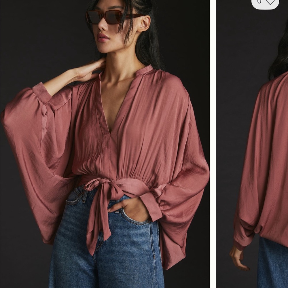 By Anthropology batwing blouse in rose size small blue